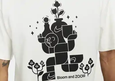 Algae inks colour Nike t-shirt graphics black
